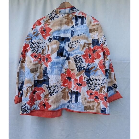 ALFRED DUNNER Womens Quilted Floral Watercolor Open Front Jacket Cardigan Sz 22W - Picture 3 of 4
